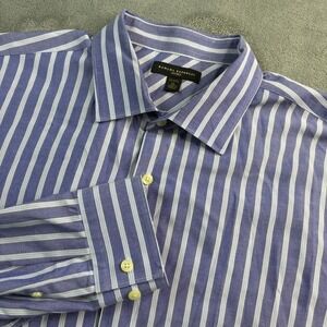 Banana Republic Fitted Blue White Stripe Dress Shirt XL 17-17 1/2 Cotton